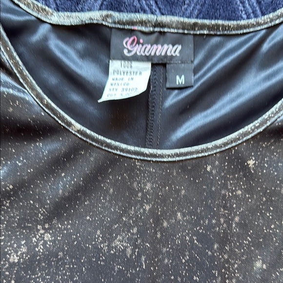 Vintage Gianna Women’s Black Silver metallic look Oversized Short Sleeve Top M - Picture 8 of 17
